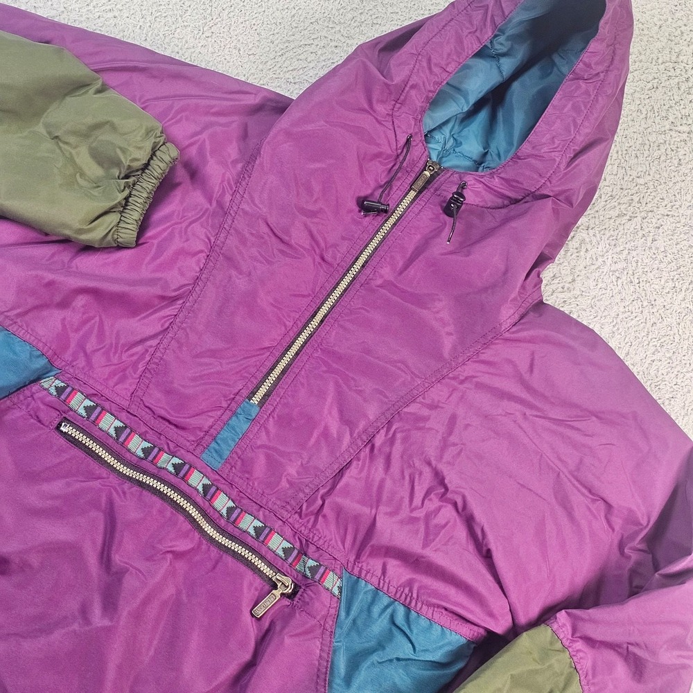 Vintage LL Bean Jacket Mens Large Purple Hooded Anorak Thinsulate Ski 90s